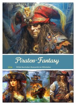 Cover Piraten-Fantasy. Wilde Seeräuber-Romantik im Mittelalter (Wandkalender 2026 DIN A2 hoch), CALVENDO Monatskalender