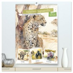 Schöne Aquarelle. Darstellungen von Afrikas Wildtieren (hochwertiger Premium Wandkalender 2026 DIN A2 hoch), Kunstdruck in Hochglanz