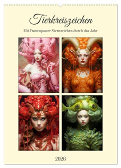 Cover Tierkreiszeichen. Mit Frauenpower Sternzeichen durch das Jahr (Wandkalender 2026 DIN A2 hoch), CALVENDO Monatskalender