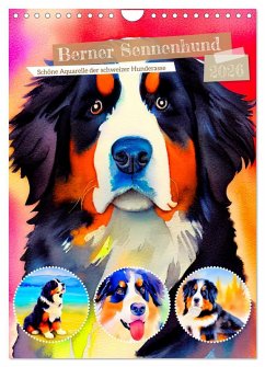 Cover Berner Sennenhund 2026. Schöne Aquarelle der schweizer Hunderasse (Wandkalender 2026 DIN A4 hoch), CALVENDO Monatskalender