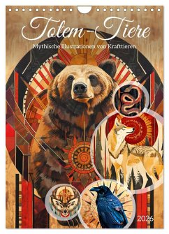 Cover Totem-Tiere - Mythische Illustrationen von Krafttieren (Wandkalender 2026 DIN A4 hoch), CALVENDO Monatskalender