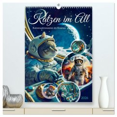 Cover Katzen im All - Katzenastronauten im Kosmos (hochwertiger Premium Wandkalender 2026 DIN A2 hoch), Kunstdruck in Hochglanz