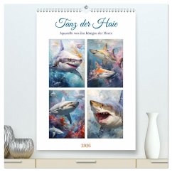 Tanz der Haie. Aquarelle von den Königen der Meere (hochwertiger Premium Wandkalender 2026 DIN A2 hoch), Kunstdruck in Hochglanz Cover Tanz der Haie. Aquarelle von den Königen der Meere (hochwertiger Premium Wandkalender 2026 DIN A2 hoch), Kunstdruck in Hochglanz