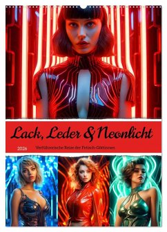 Cover Lack, Leder und Neonlicht - Verführerische Reize der Fetisch-Göttinnen (Wandkalender 2026 DIN A2 hoch), CALVENDO Monatskalender