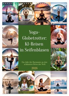 Cover Yoga-Globetrotter: KI-Reisen in Seifenblasen. Ein Jahr der Harmonie an den schönsten Orten der Welt (Wandkalender 2026 DIN A3 hoch), CALVENDO Monatskalender