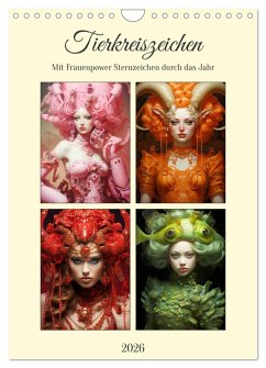 Cover Tierkreiszeichen. Mit Frauenpower Sternzeichen durch das Jahr (Wandkalender 2026 DIN A4 hoch), CALVENDO Monatskalender