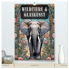 Wildtiere und Glaskunst im Tiffany Stil (hochwertiger Premium Wandkalender 2026 DIN A2 hoch), Kunstdruck in Hochglanz Wildtiere und Glaskunst im Tiffany Stil (hochwertiger Premium Wandkalender 2026 DIN A2 hoch), Kunstdruck in Hochglanz