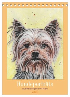 Cover Hundeporträts - Aquarellzeichnungen von Pia Tasche (Tischkalender 2026 DIN A5 hoch), CALVENDO Monatskalender