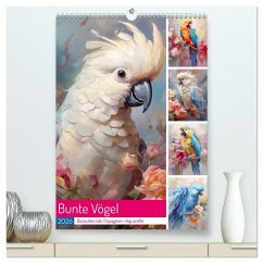 Bunte Vögel. Bezaubernde Papageien-Aquarelle (hochwertiger Premium Wandkalender 2026 DIN A2 hoch), Kunstdruck in Hochglanz