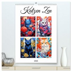 Katzen Zen (hochwertiger Premium Wandkalender 2026 DIN A2 hoch), Kunstdruck in Hochglanz