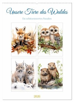 Unsere Tiere des Waldes (Wandkalender 2026 DIN A2 hoch), CALVENDO Monatskalender Unsere Tiere des Waldes (Wandkalender 2026 DIN A2 hoch), CALVENDO Monatskalender