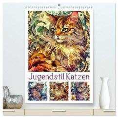 Cover Jugendstil Katzen (hochwertiger Premium Wandkalender 2026 DIN A2 hoch), Kunstdruck in Hochglanz