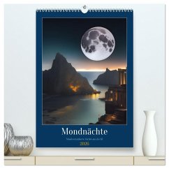 Mondnächte- Mondverzauberte Nächte aus der KI (hochwertiger Premium Wandkalender 2026 DIN A2 hoch), Kunstdruck in Hochglanz