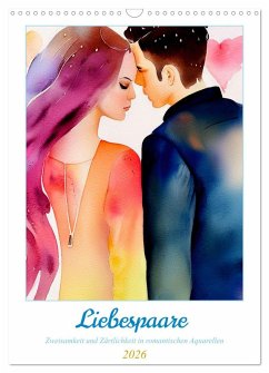 Cover Liebespaare 2026. Zweisamkeit und Zärtlichkeit in romantischen Aquarellen (Wandkalender 2026 DIN A3 hoch), CALVENDO Monatskalender
