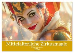 Mittelalterliche Zirkusmagie - Illustrationen (Wandkalender 2026 DIN A2 quer), CALVENDO Monatskalender