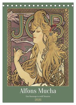 Alfons Mucha - Eine Hommage in zwölf Monaten (Tischkalender 2026 DIN A5 hoch), CALVENDO Monatskalender