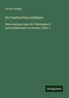 Cover De l'instruction publique