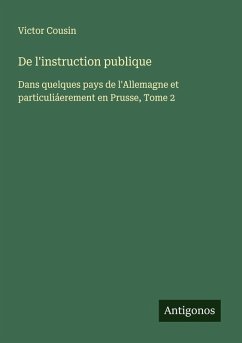 Cover De l'instruction publique