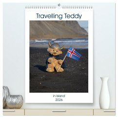 Cover Travelling Teddy in Island (hochwertiger Premium Wandkalender 2026 DIN A2 hoch), Kunstdruck in Hochglanz