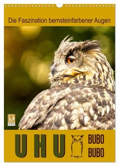 Cover Uhu, die Faszination bernsteinfarbener Augen (Wandkalender 2026 DIN A3 hoch), CALVENDO Monatskalender