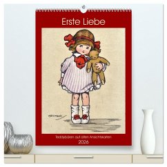 Cover Erste Liebe - Teddybären auf alten Ansichtskarten (hochwertiger Premium Wandkalender 2026 DIN A2 hoch), Kunstdruck in Hochglanz