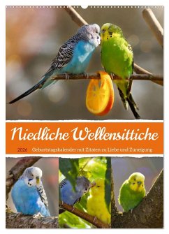 Cover Niedliche Wellensittiche (Wandkalender 2026 DIN A2 hoch), CALVENDO Monatskalender
