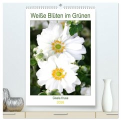 Weiße Blüten im Grünen (hochwertiger Premium Wandkalender 2026 DIN A2 hoch), Kunstdruck in Hochglanz
