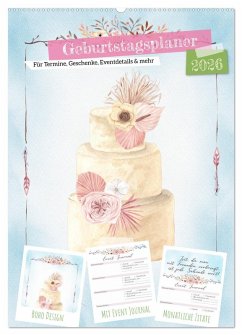 Cover Geburtstagsplaner Boho Blau - Für Termine, Geschenke, Eventdetails & mehr (Wandkalender 2026 DIN A2 hoch), CALVENDO Monatskalender