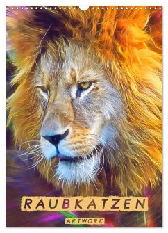 Cover Raubkatzen - Artwork (Wandkalender 2026 DIN A3 hoch), CALVENDO Monatskalender