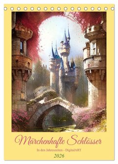 Cover Märchenhafte Schlösser - In den Jahreszeiten - Digitalart (Tischkalender 2026 DIN A5 hoch), CALVENDO Monatskalender