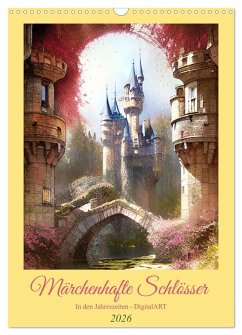 Cover Märchenhafte Schlösser - In den Jahreszeiten - Digitalart (Wandkalender 2026 DIN A3 hoch), CALVENDO Monatskalender