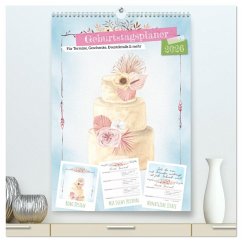 Cover Geburtstagsplaner Boho Blau - Für Termine, Geschenke, Eventdetails & mehr (hochwertiger Premium Wandkalender 2026 DIN A2 hoch), Kunstdruck in Hochglanz