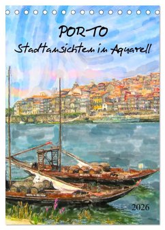 Cover Porto - Stadtansichten in Aquarell (Tischkalender 2026 DIN A5 hoch), CALVENDO Monatskalender