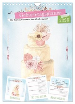 Cover Geburtstagsplaner Boho Blau - Für Termine, Geschenke, Eventdetails & mehr (Wandkalender 2026 DIN A4 hoch), CALVENDO Monatskalender