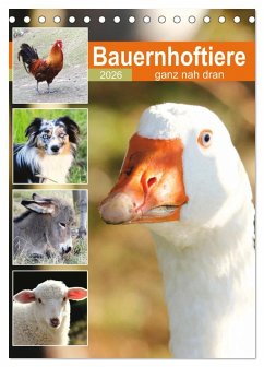 Bauernhoftiere, ganz nah dran (Tischkalender 2026 DIN A5 hoch), CALVENDO Monatskalender