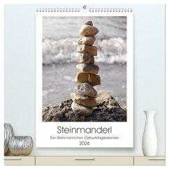 Steinmanderl - Der Steinmännchen Geburtstagskalender (hochwertiger Premium Wandkalender 2026 DIN A2 hoch), Kunstdruck in Hochglanz