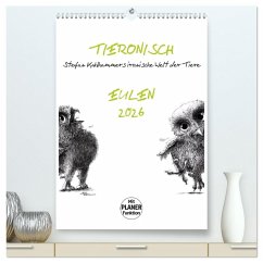 Tieronisch Eulen (hochwertiger Premium Wandkalender 2026 DIN A2 hoch), Kunstdruck in Hochglanz
