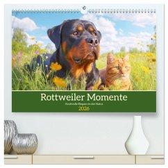 Rottweiler Momente. Kraftvolle Eleganz in der Natur (hochwertiger Premium Wandkalender 2026 DIN A2 quer), Kunstdruck in Hochglanz
