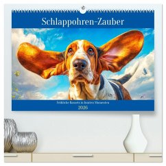 Schlappohren-Zauber. Fröhliche Bassets in bunten Momenten (hochwertiger Premium Wandkalender 2026 DIN A2 quer), Kunstdruck in Hochglanz