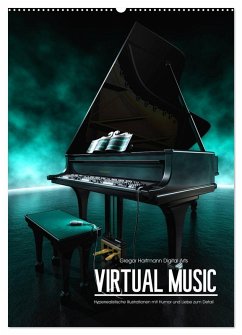 Cover VIRTUAL MUSIC - Musikinstrumente in Hyperrealistischen Illustrationen (Wandkalender 2026 DIN A2 hoch), CALVENDO Monatskalender
