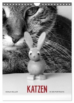 Cover Sonja Heller Katzen in SW-Portraits (Wandkalender 2026 DIN A4 hoch), CALVENDO Monatskalender