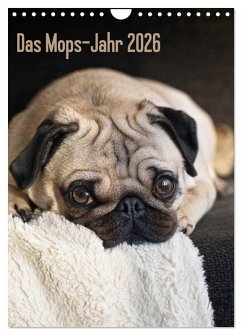 Das Mops-Jahr 2026 (Wandkalender 2026 DIN A4 hoch), CALVENDO Monatskalender