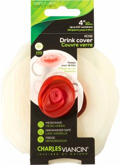 Charles Viancin ROSE 11,5 cm 2 Silikon-Getränkedeckel Weiß/Rot