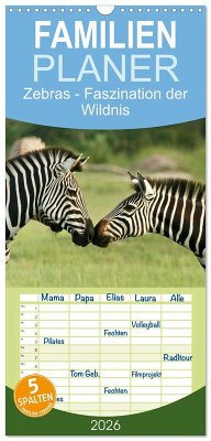 Cover Familienplaner 2026 - Zebras - Faszination der Wildnis mit 5 Spalten (Wandkalender, 21 x 45 cm) CALVENDO