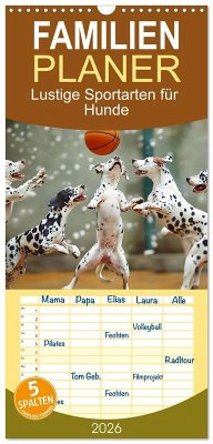 Familienplaner 2026 - Lustige Sportarten für Hunde mit 5 Spalten (Wandkalender, 21 x 45 cm) CALVENDO