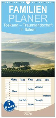 Cover Familienplaner 2026 - Toskana - Traumlandschaft in Italien mit 5 Spalten (Wandkalender, 21 x 45 cm) CALVENDO