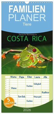 Cover Familienplaner 2026 - COSTA RICA - Tierische Momente mit 5 Spalten (Wandkalender, 21 x 45 cm) CALVENDO
