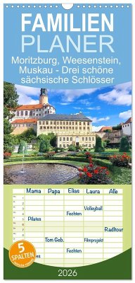Cover Familienplaner 2026 - Moritzburg, Weesenstein, Muskau - Drei schöne sächsische Schlösser mit 5 Spalten (Wandkalender, 21 x 45 cm) CALVENDO