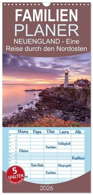 Cover Familienplaner 2026 - NEUENGLAND - Eine Reise durch den Nordosten der USA mit 5 Spalten (Wandkalender, 21 x 45 cm) CALVENDO