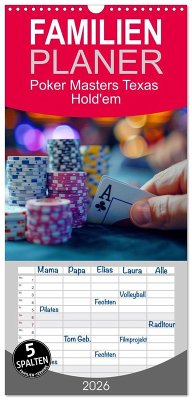 Cover Familienplaner 2026 - Poker Masters Texas Hold'em mit 5 Spalten (Wandkalender, 21 x 45 cm) CALVENDO